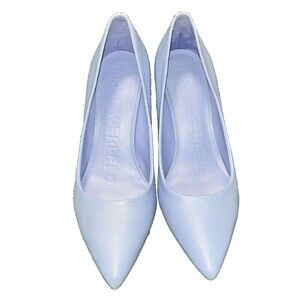 Karl Lagerfeld Womens Faux Leather Pointed Toe Slip On Pumps Blue Size 8